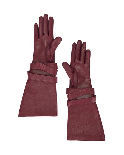 Saint Laurent Red Aviator Gloves