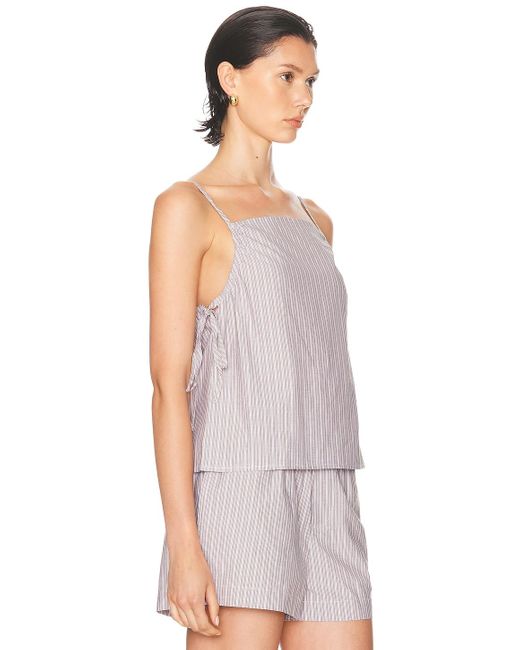 Deiji Studios Purple Gathered Strap Top