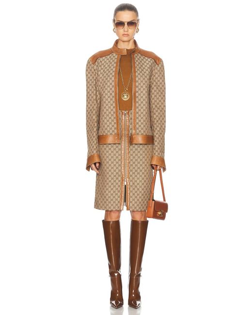 Gucci Brown Gg Moto Jacket