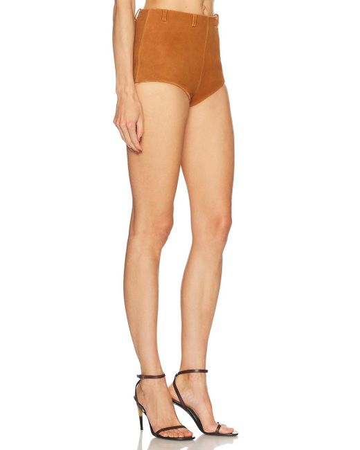 Self-Portrait Brown Suede Short