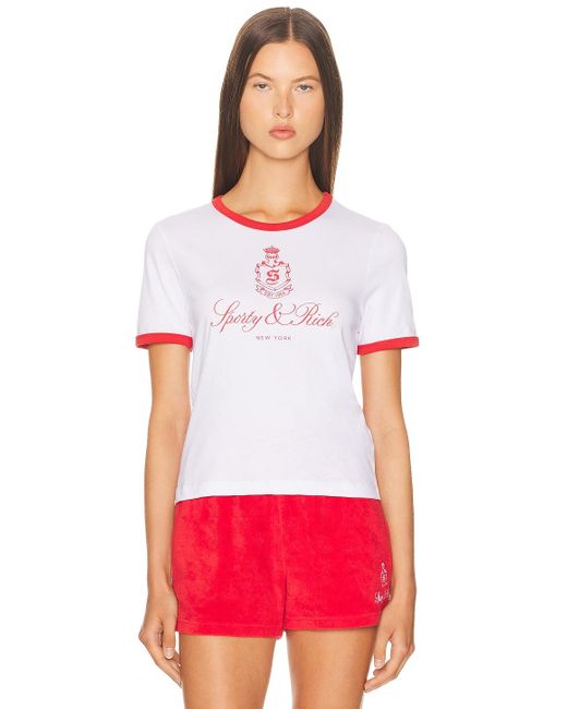 Sporty & Rich Red Vendome Ringer Tee