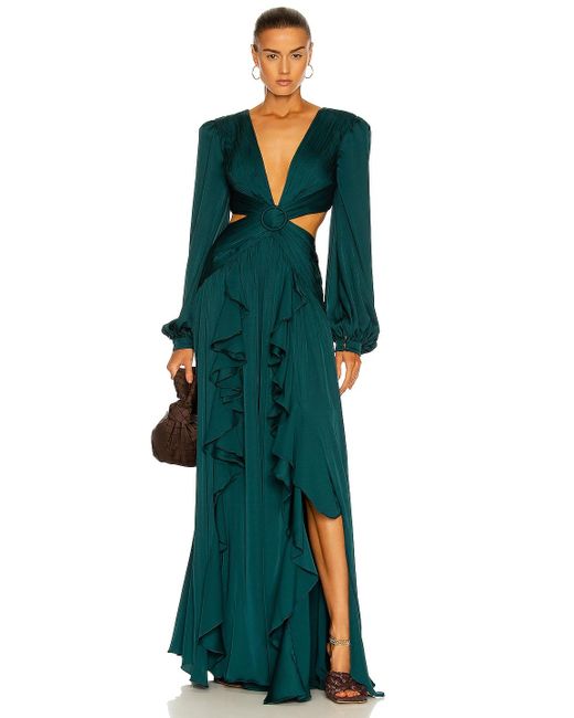 PATBO Green Cut-out Plunge Gown