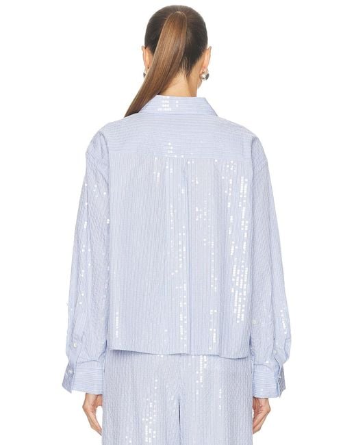 Twp Blue Sequin Jd Button Down Top