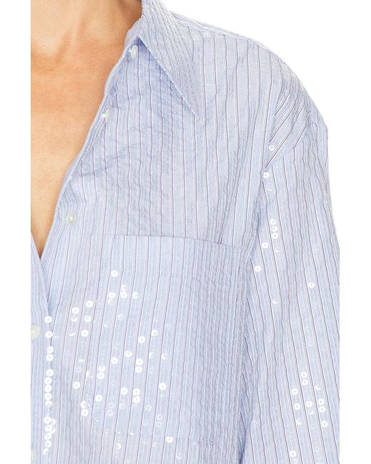 Twp Blue Sequin Jd Button Down Top