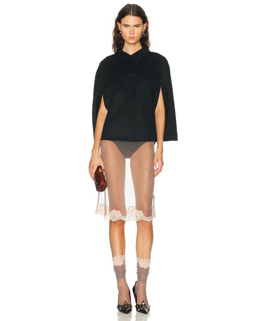 Valentino Black Compact Drape Cape Jacket