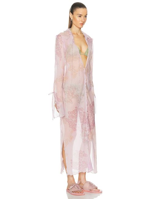 Acne Pink Daftan Lace Camo Long Sleeve Dress