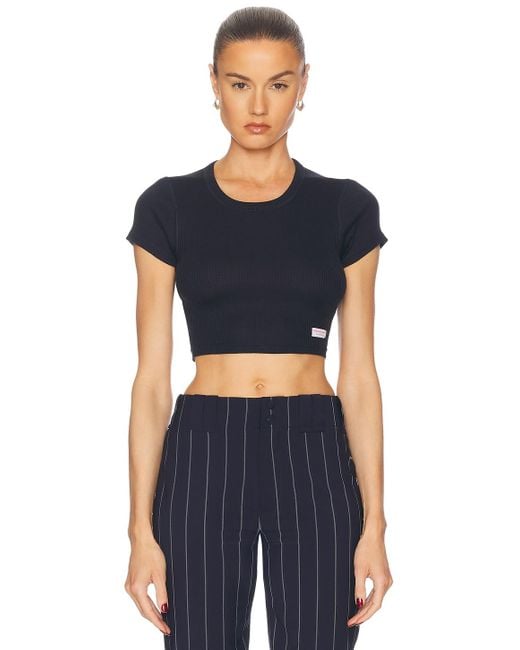 Alexander Wang Blue Cropped Short Sleeve Tee