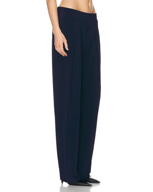 Norma Kamali Blue Low Rise Pleated Trouser