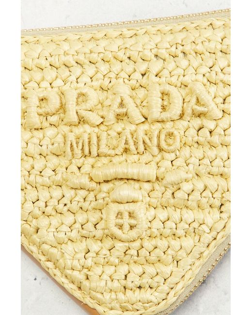 Prada Metallic Raffia Mini Triangle Shoulder Bag