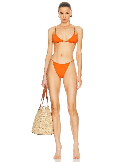 Saint Laurent Orange Triangle Bikini Top