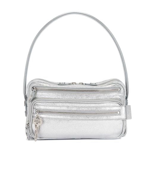 Acne White Camero Party Grainy Metallic Bag