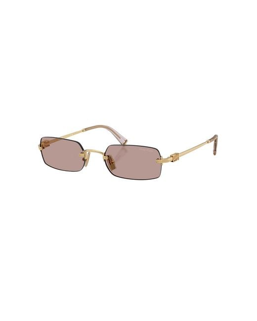 Miu Miu Metallic Rectangular Sunglasses