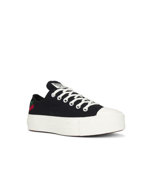 Converse Black Chuck Taylor All Star Lift Platform Cherries Sneaker