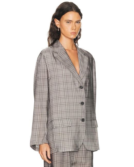 Acne Gray Junida Check Fluid Suit Jacket
