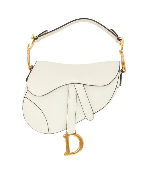 Dior White Mini Saddle Bag
