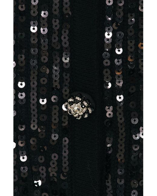 Self-Portrait Black Sequin Knit Mini Dress