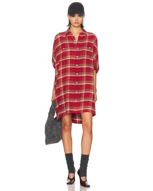 r13 oversized boxy button up dress R13 Plaid Oversized Boxy Shirtdress