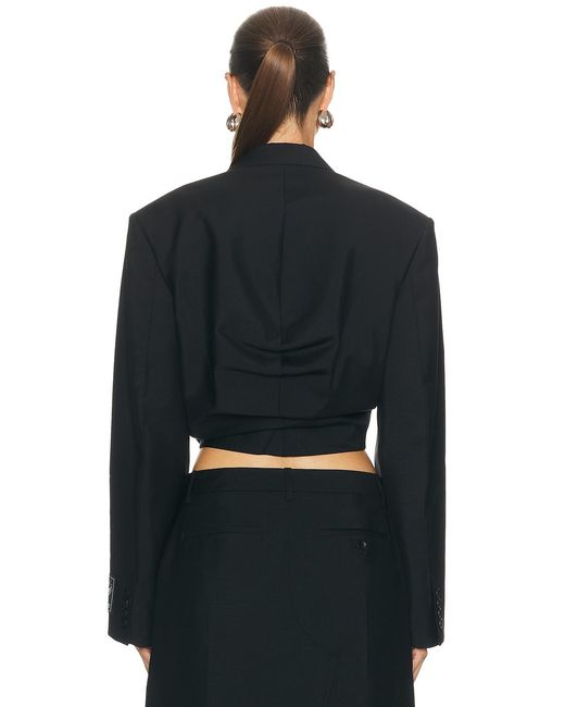 Alexander Wang Black Cropped Drape Back Blazer
