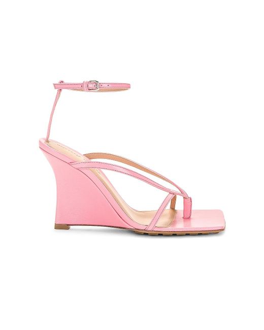 Bottega Veneta Pink Stretch Ankle Strap Wedge Sandal