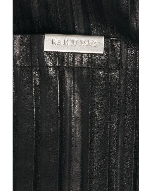 Helmut Lang Black Pleated Leather Button Up Top