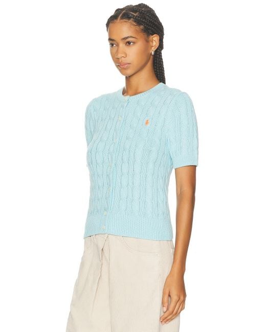 Polo Ralph Lauren Blue Short Sleeve Crewneck Cardigan