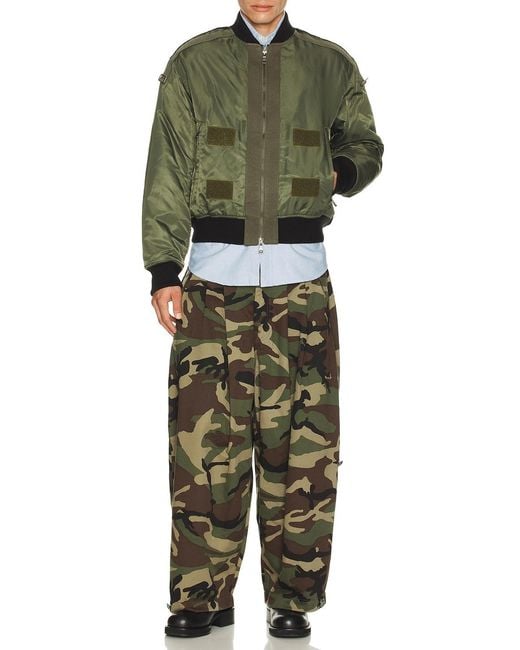 ANDERSSON BELL Green Flight Layered Washed Bomber Jacket for men
