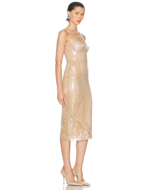 david koma beige dress David Koma Sequin Corset Mini Dress in Beige