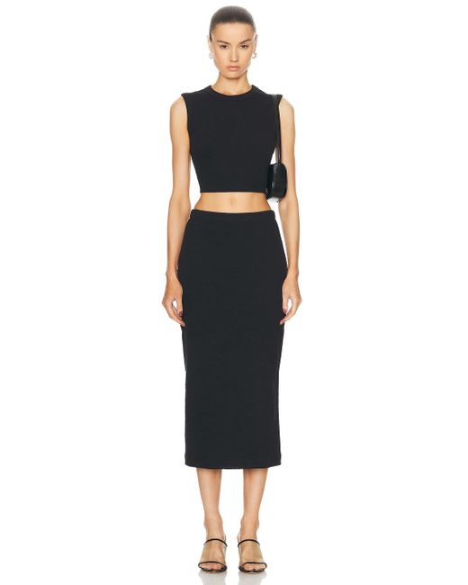 Enza Costa Black Textured Jacquard Skirt