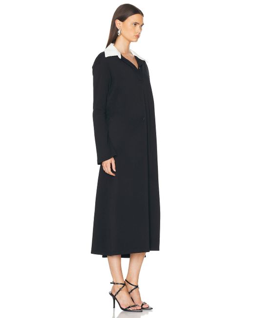 Courreges Black Twist Cotton Polo Long Dress