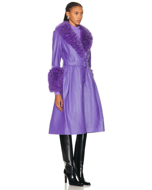 Saks Potts Purple Foxy Shearling Coat