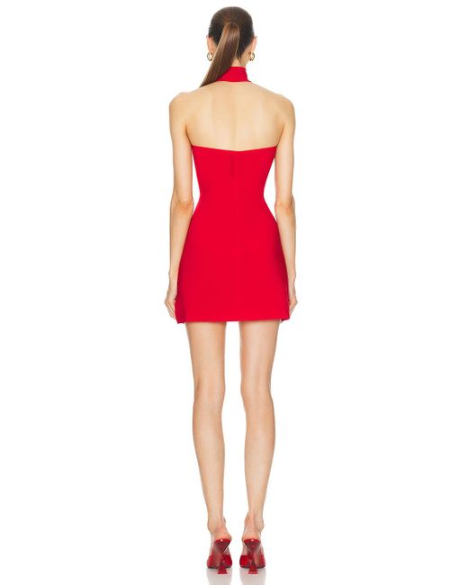 Norma Kamali Red Halter Turtle Side Slit Mini Dress