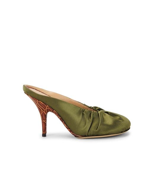 Dries Van Noten Green Satin Mule
