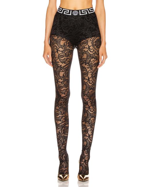Versace Black All Over Lace Tights