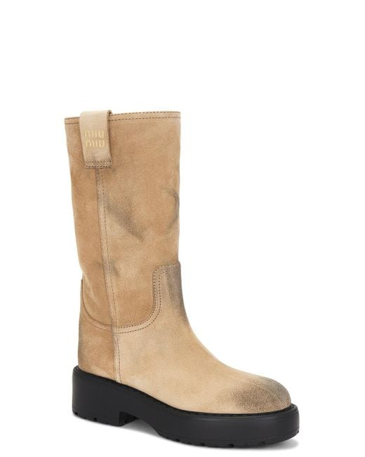 Miu Miu Natural Suede Boot