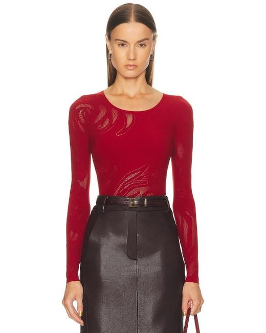 Wolford Red Rose Net Bodysuit