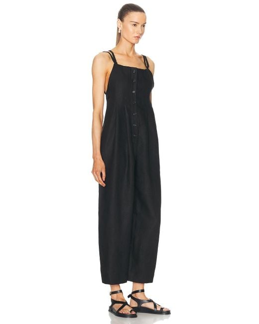 Bode Black Linen Gardner Jumpsuit