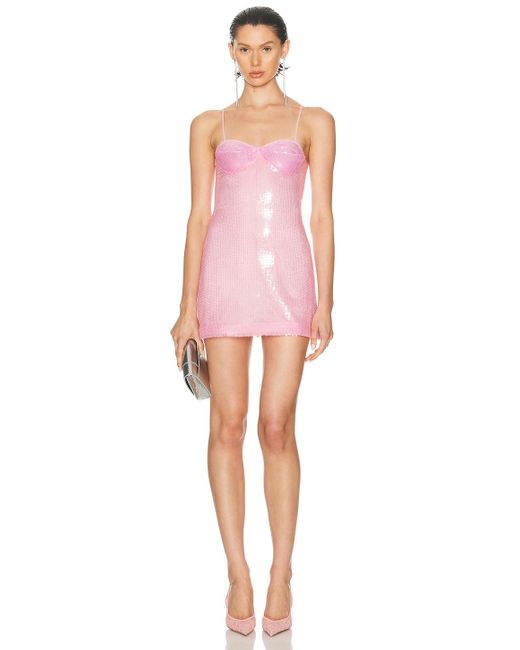 david koma women's natural tulle trimmed satin balconette mini dress David Koma Balconette Bra Detail Mini Cami Dress in Pink