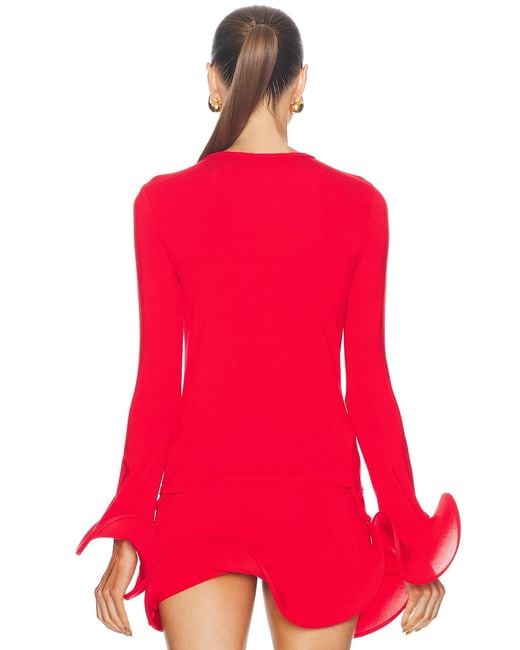 Sid Neigum Red Wave Sleeve Top