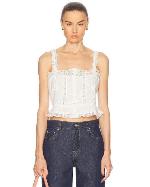 LoveShackFancy Blue Vietta Cami Top