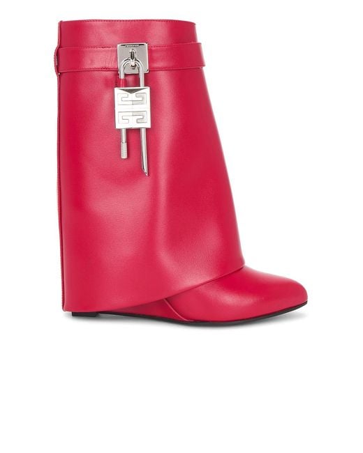 Givenchy Red Shark Lock Ankle Boot