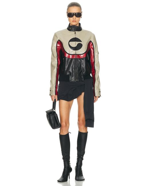 Coperni Gray C Logo Leather Jacket