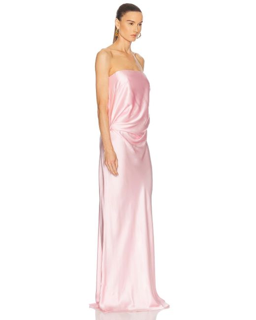 The Sei Pink Draped Strapless Gown