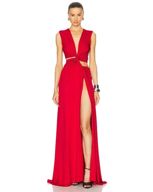 Sid Neigum Red Triple Loop Knit Dress