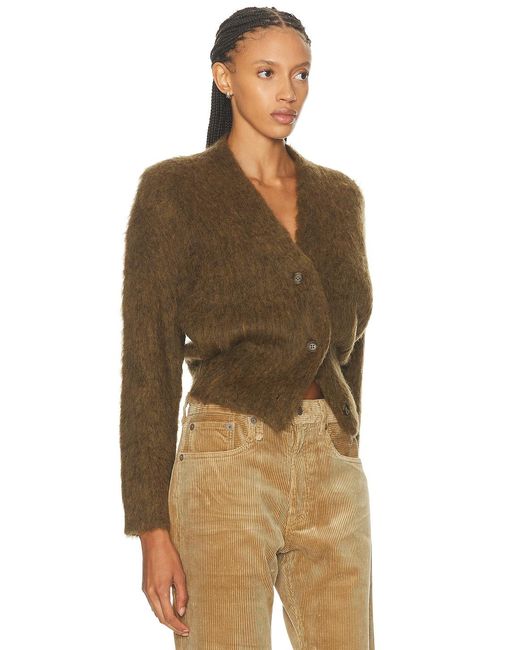 R13 Brown Split Hem Ribbed Cardigan