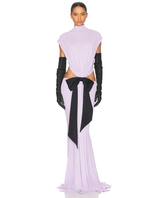 Helsa The Constantina Jersey Dress With Bow in White | Lyst