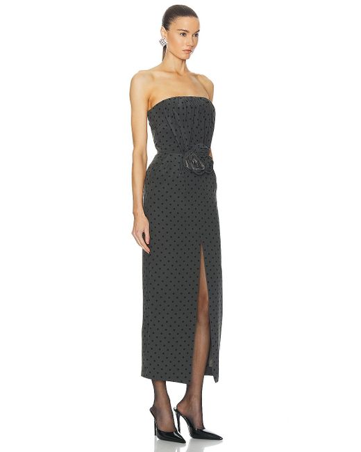Alessandra Rich Black Polka Dot Print Bustier Dress