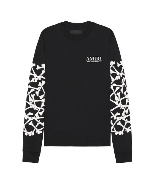 Amiri Black Bones Stacked Long Sleeve Tee for men