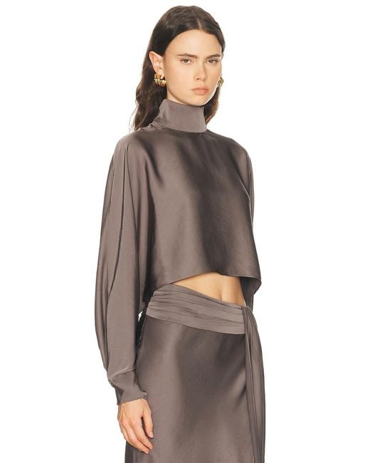LAPOINTE Brown Lightweight Satin Caftan Top