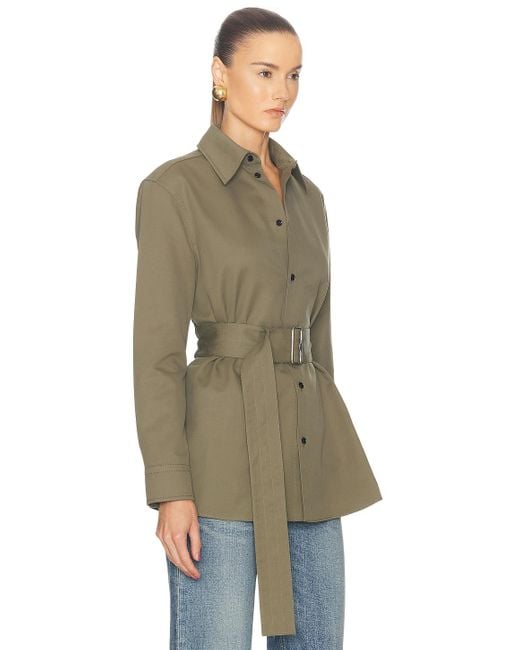 Burberry Green Belted Button Up Top