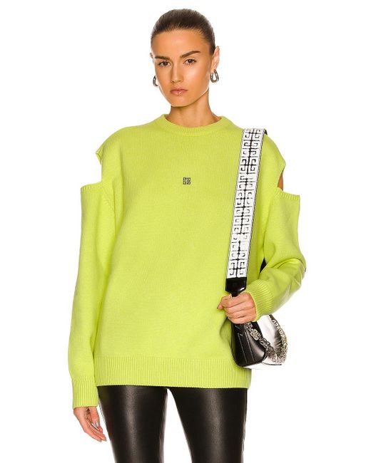 Givenchy Cut Out Crew Neck Sweater in Yellow | Lyst